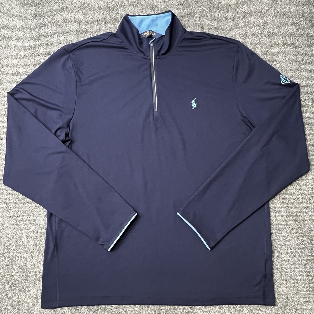 POLO GOLF Ralph Lauren Men's 1/4 Zip Performance Wicking Blue Pullover Large